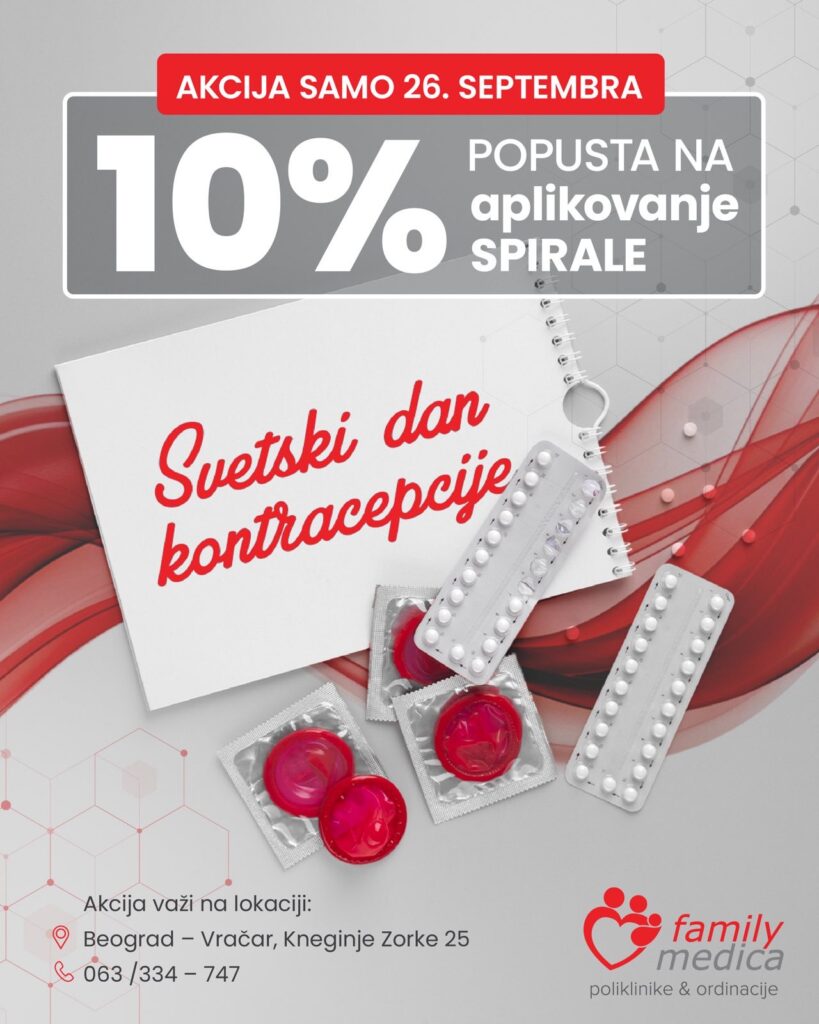 Svetski dan kontracepcije – 10% popusta na aplikovanje spirale u Family Medica poliklinici (Beograd, Vračar, 26.09.2025.)